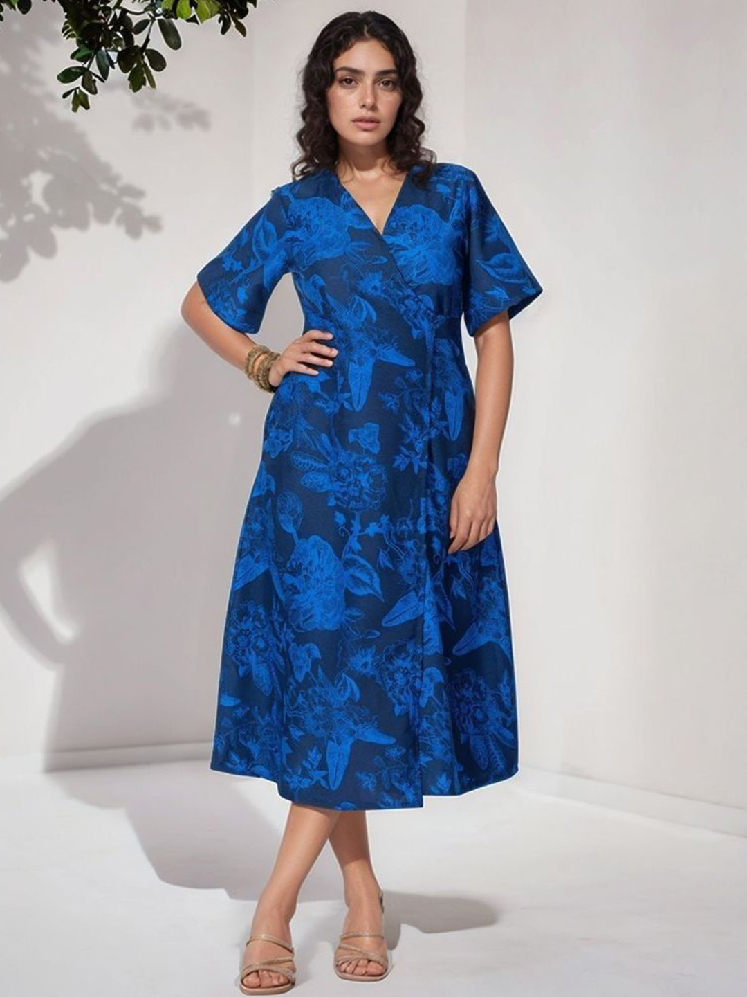 all about you Floral Print Linen Formal Midi Dress