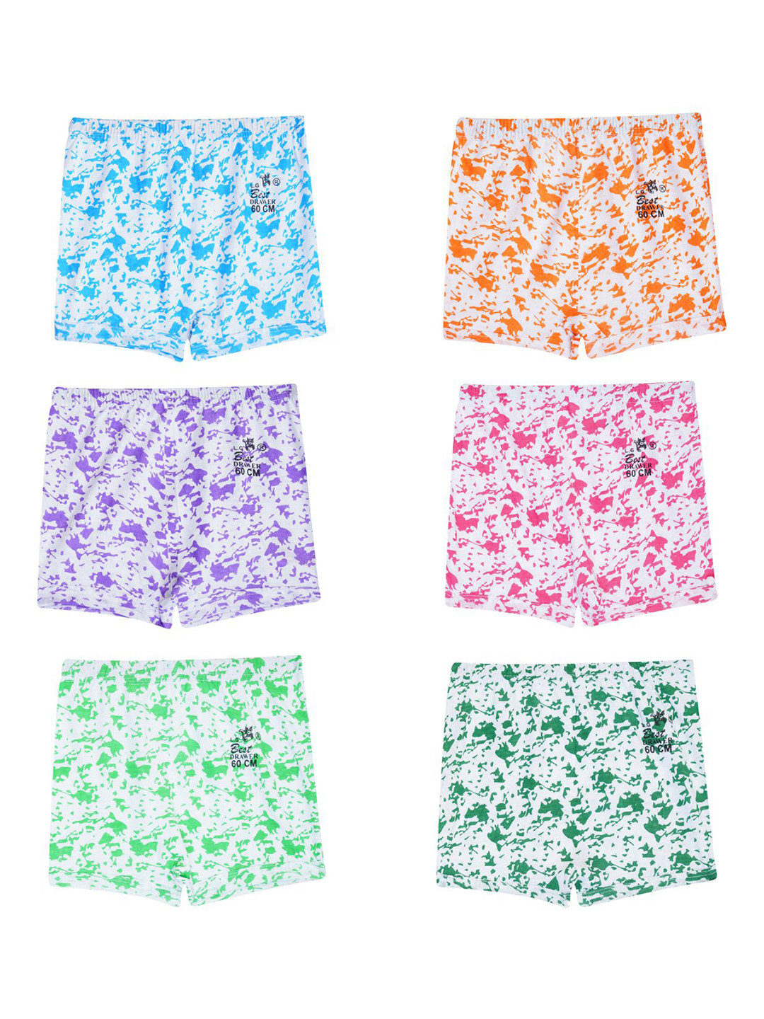 YELLOWDELIGHT Girls Pack Of 6 Printed Boy Shorts Briefs YD 803 Naya (g) White dr 0-6m-6p