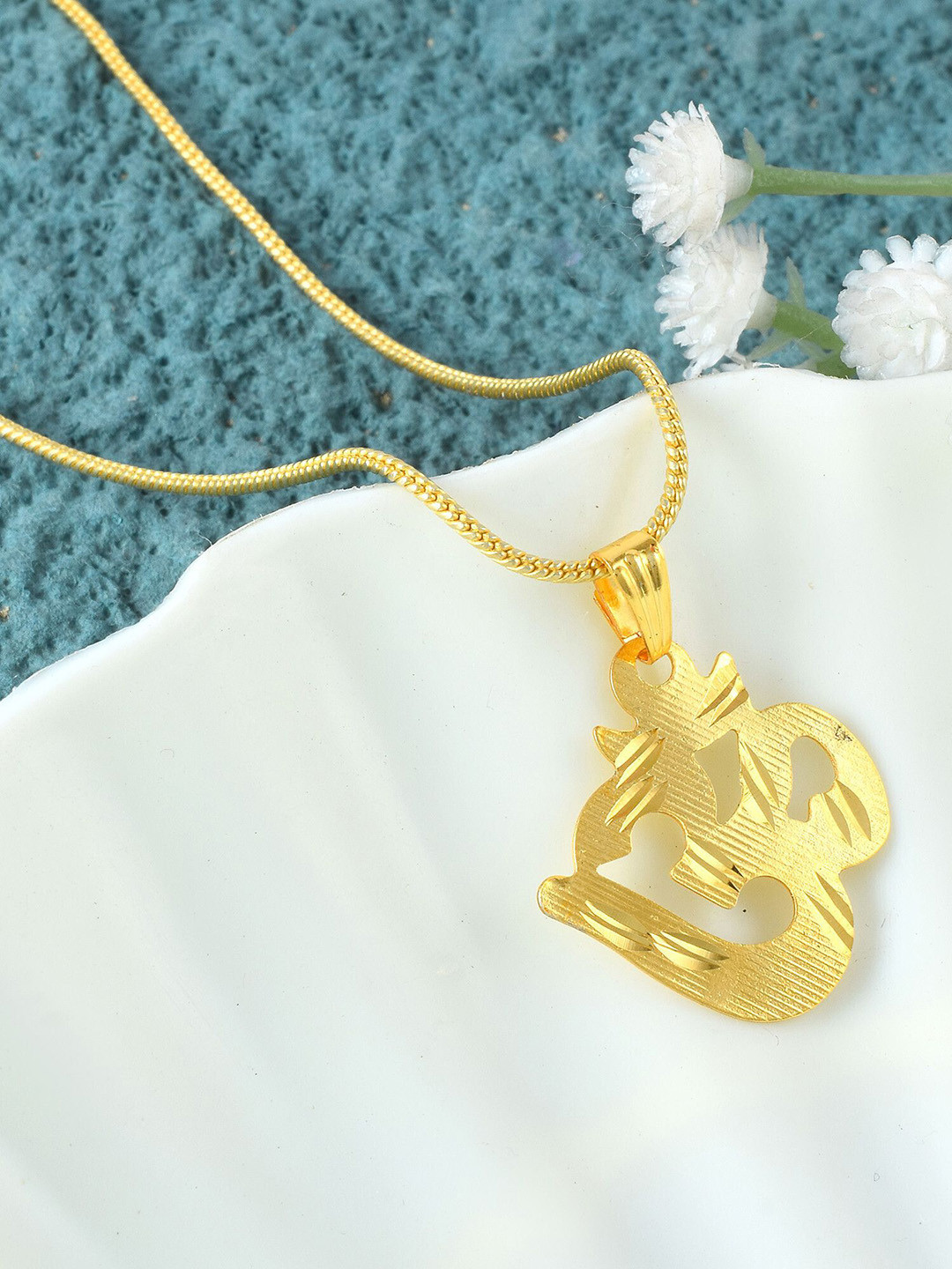 ADMIER Unisex Gold-Plated Om Pendant with Chain