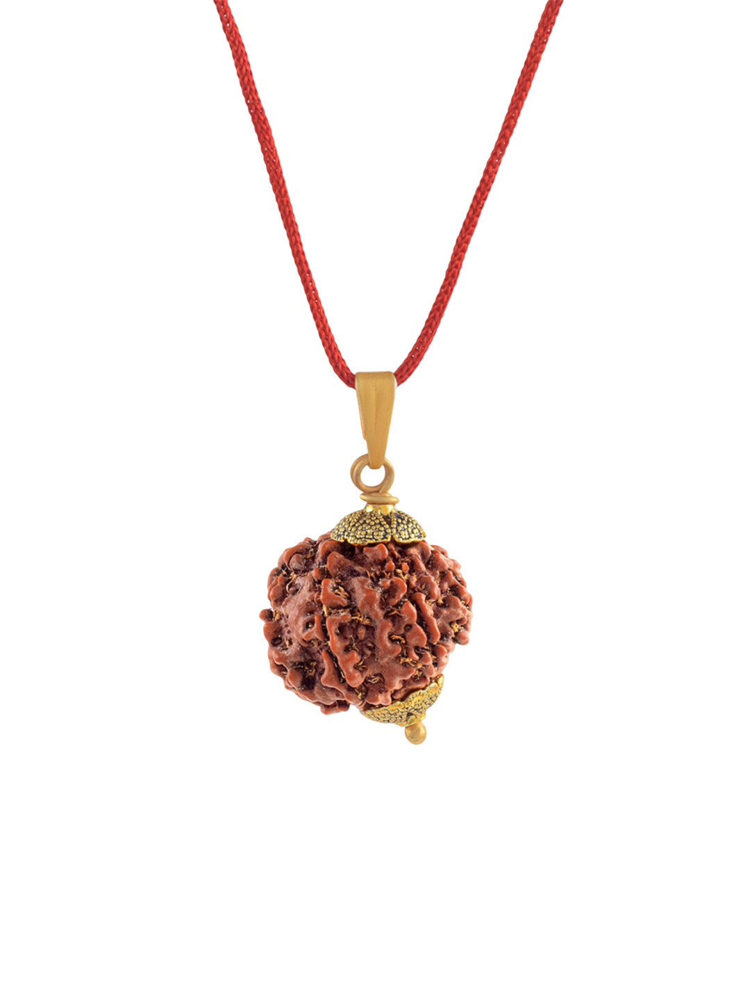 ADMIER Unisex Gold-Plated 7 Mukhi Nepali Rudraksha Beaded Pendant with Chain