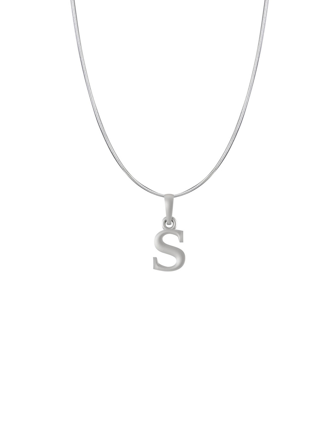AKSHAT SAPPHIRE Men 925 Sterling Silver S Alphabet Pendant with Snake Chain