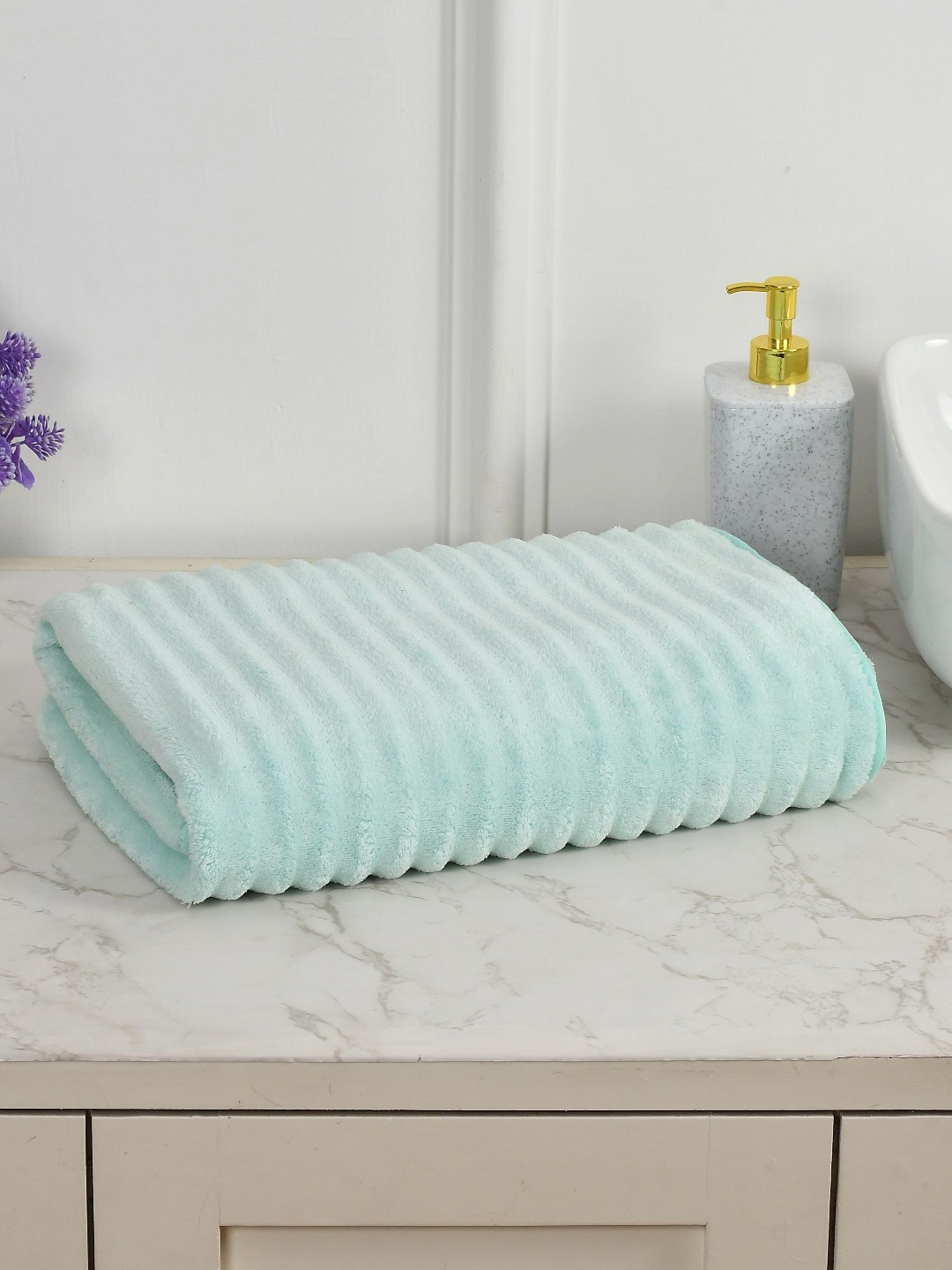 Cotton Bolls Textiles Green 1 Striped Other 300 GSM Bath Towel