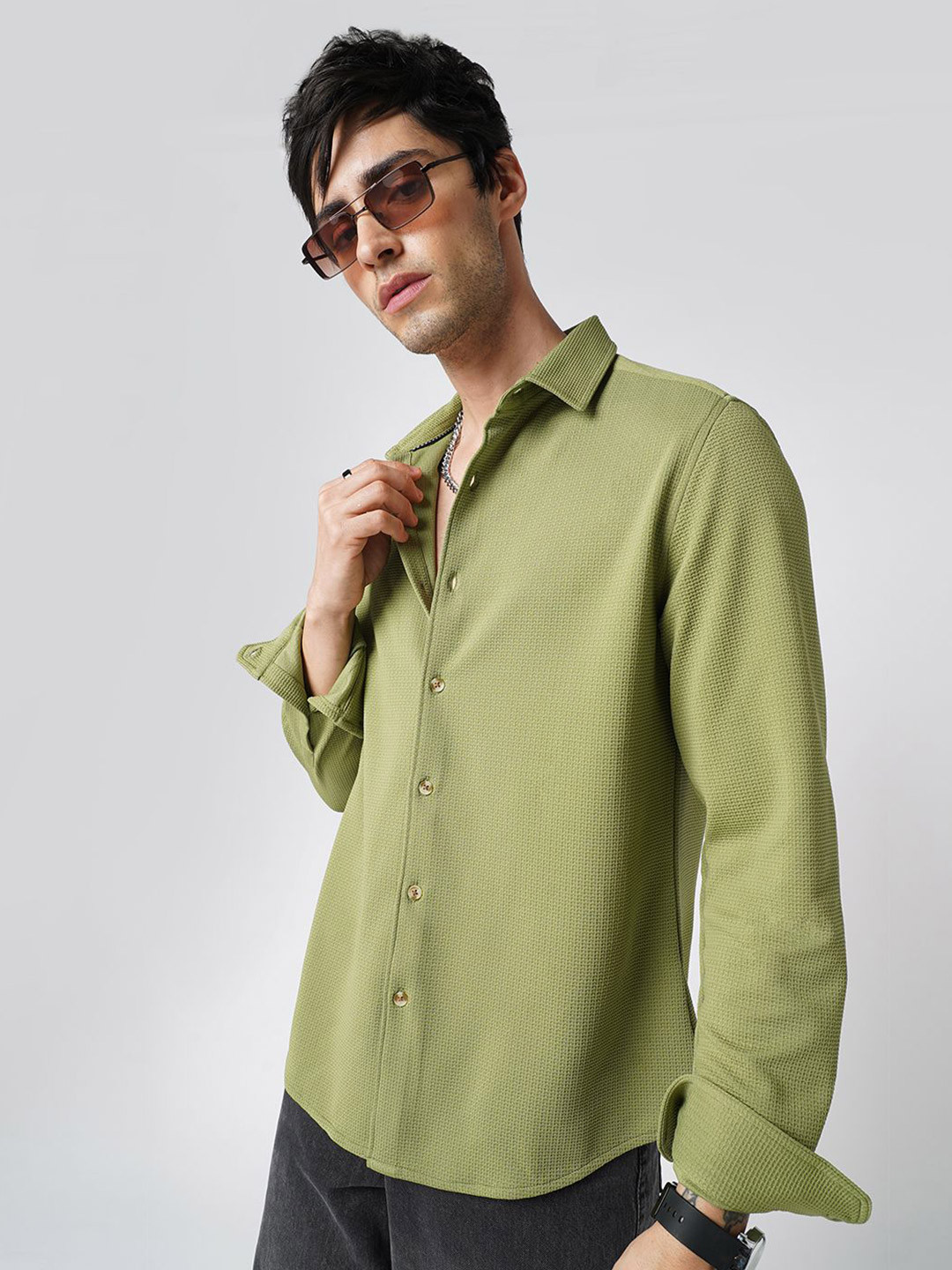 VASTRADO Refined Textured Knitted Classic Slim Fit Shirt