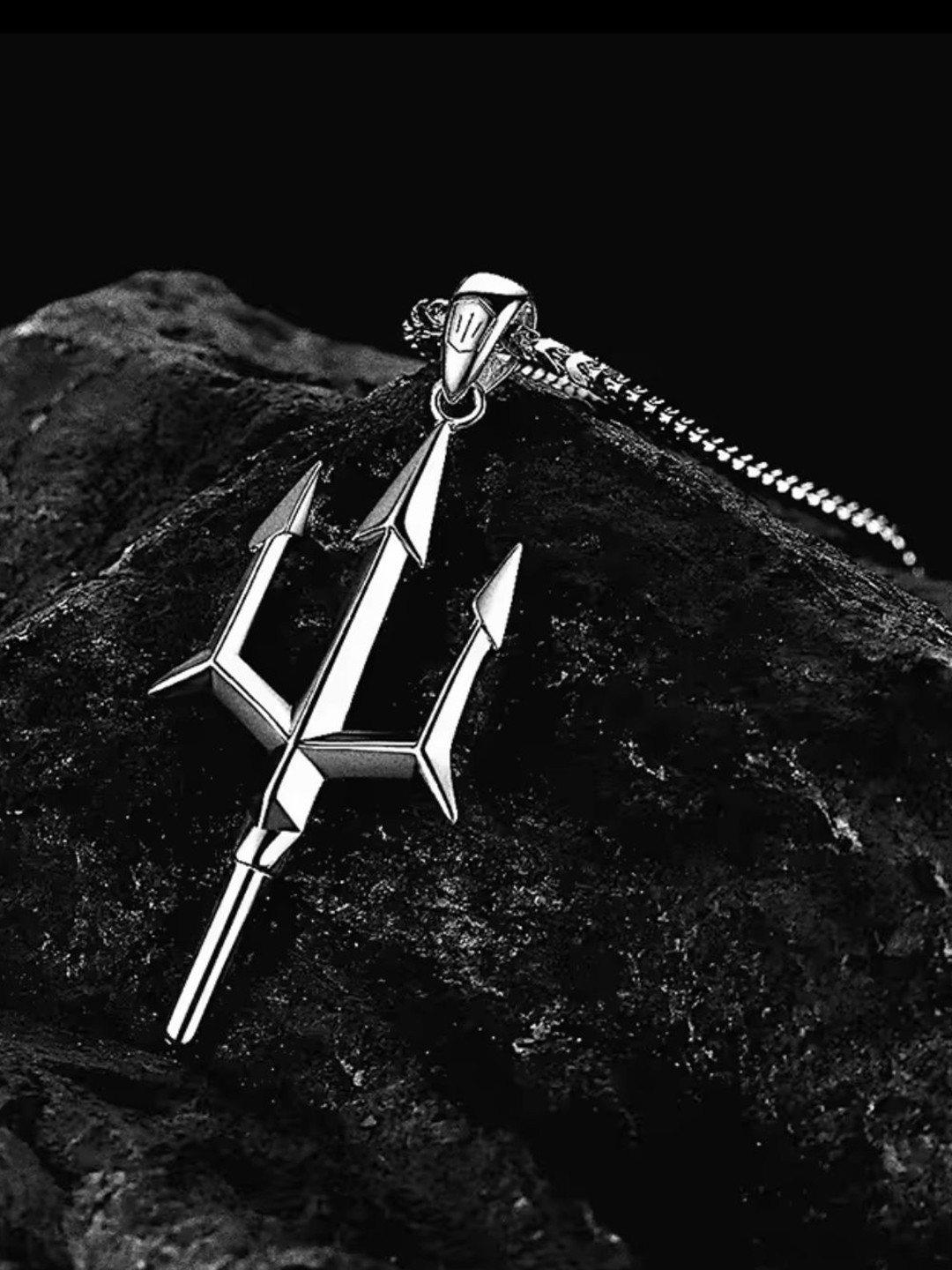 Nitant Trident Inspired Silver-Plated Contemporary Pendants with Chains