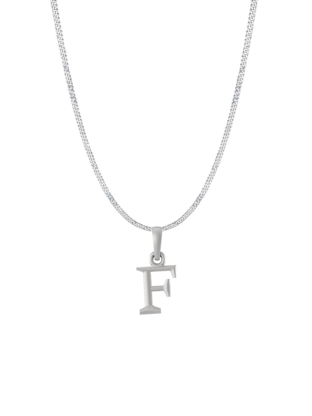 AKSHAT SAPPHIRE Men 925 Sterling Silver F Alphabet Pendant with Curb Chain