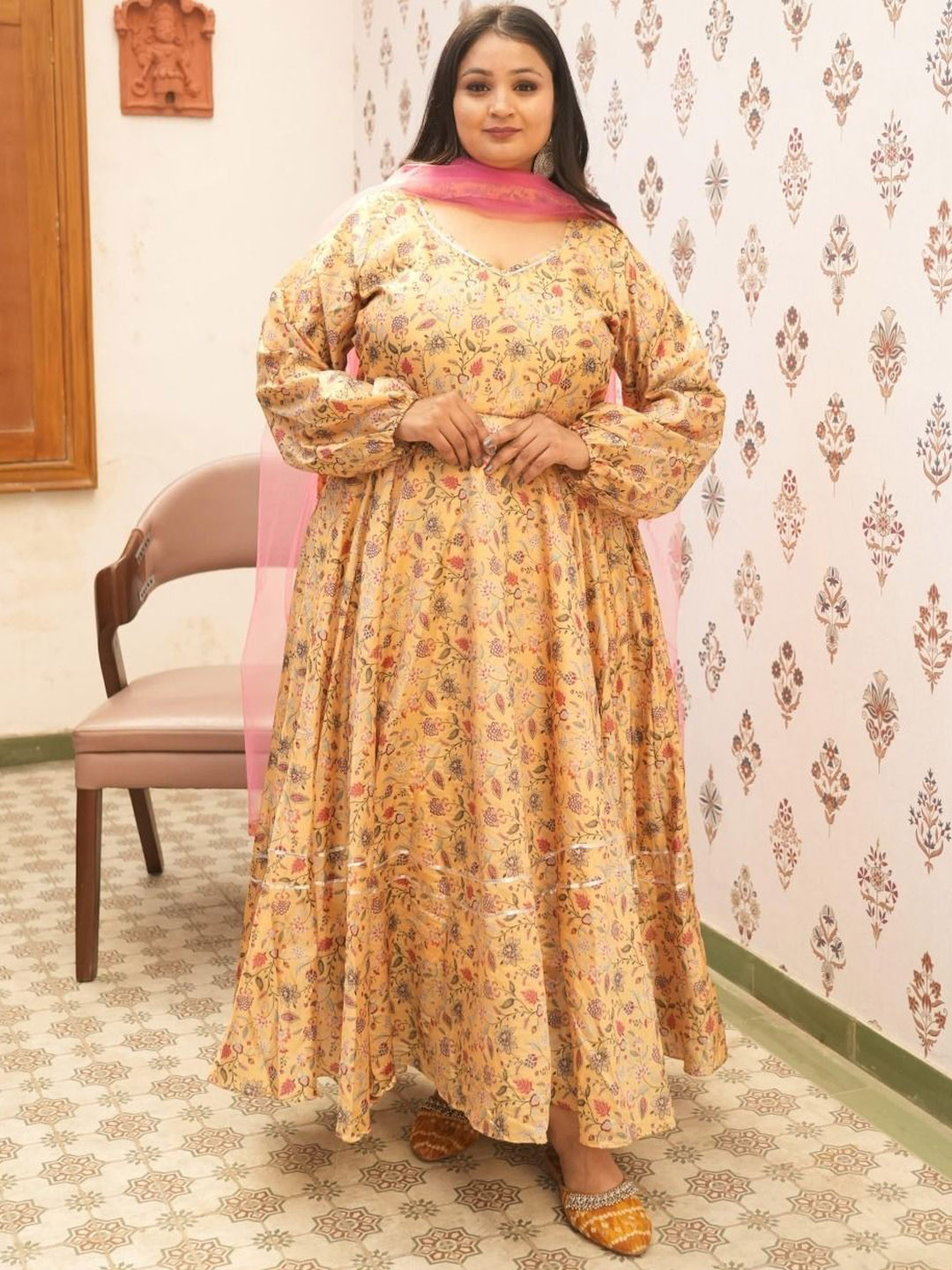 Swadeshi Shringaar Sand Dune Silk Anarkali Set