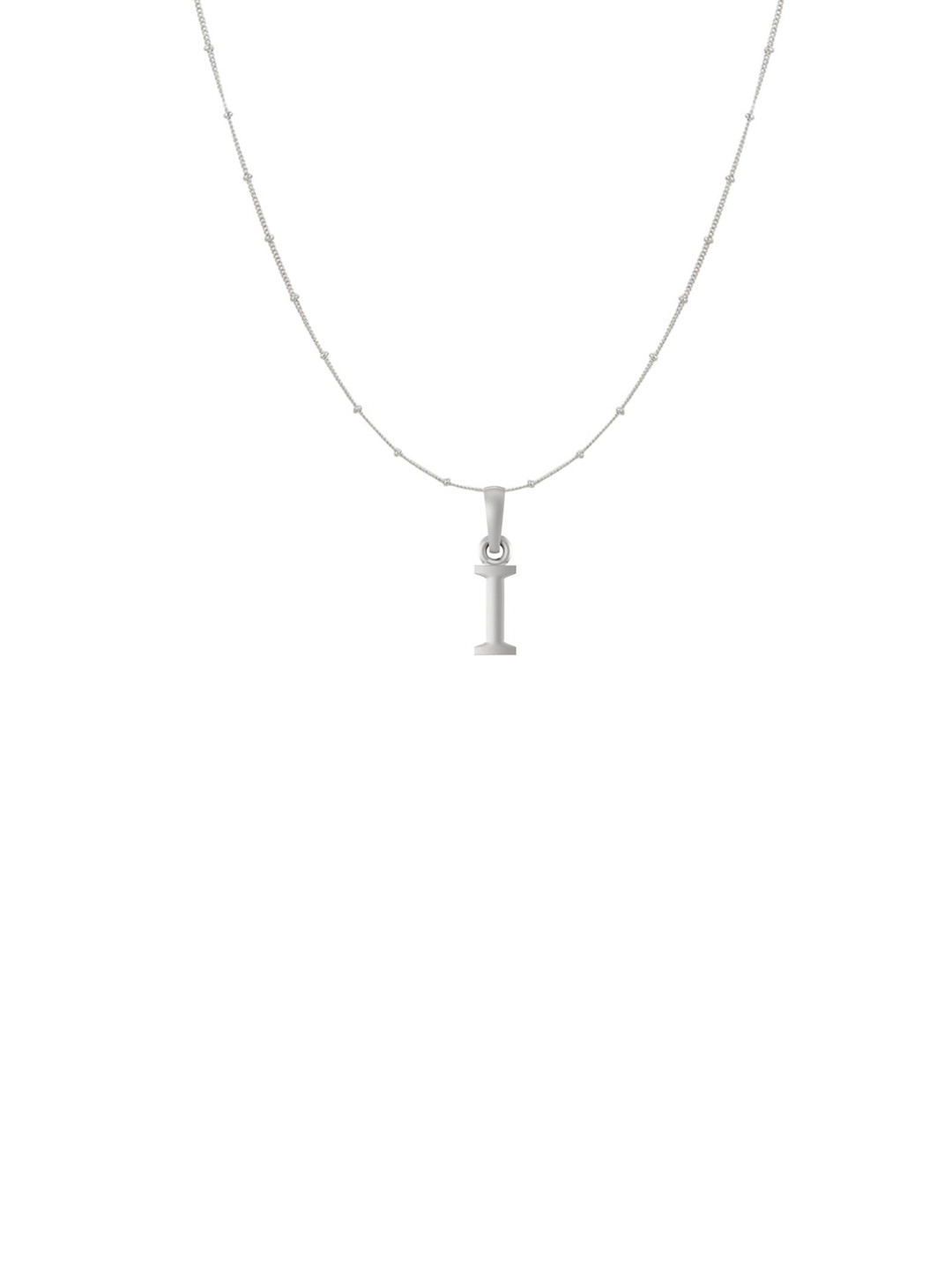 AKSHAT SAPPHIRE 92.5% Sterling Silver I Alphabet Pendant With Ball Chain