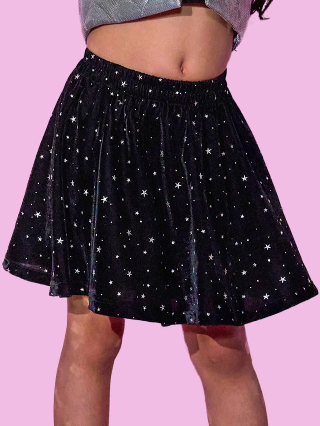 LIL DRAMA Girls Star Printed Flared Above Knee Skirt