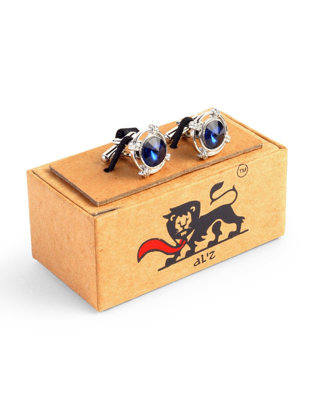 ALZ Women Printed Elegant Silver-Toned Round Cufflinks