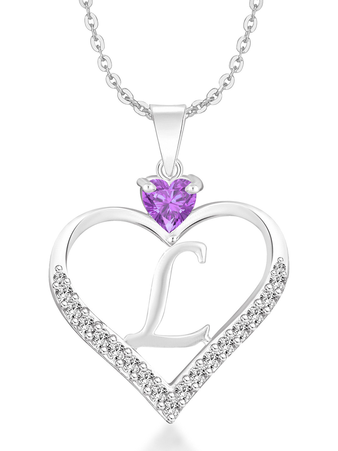 Heer Collection Heart Shape Alphabet 'G' Pendant With Chain