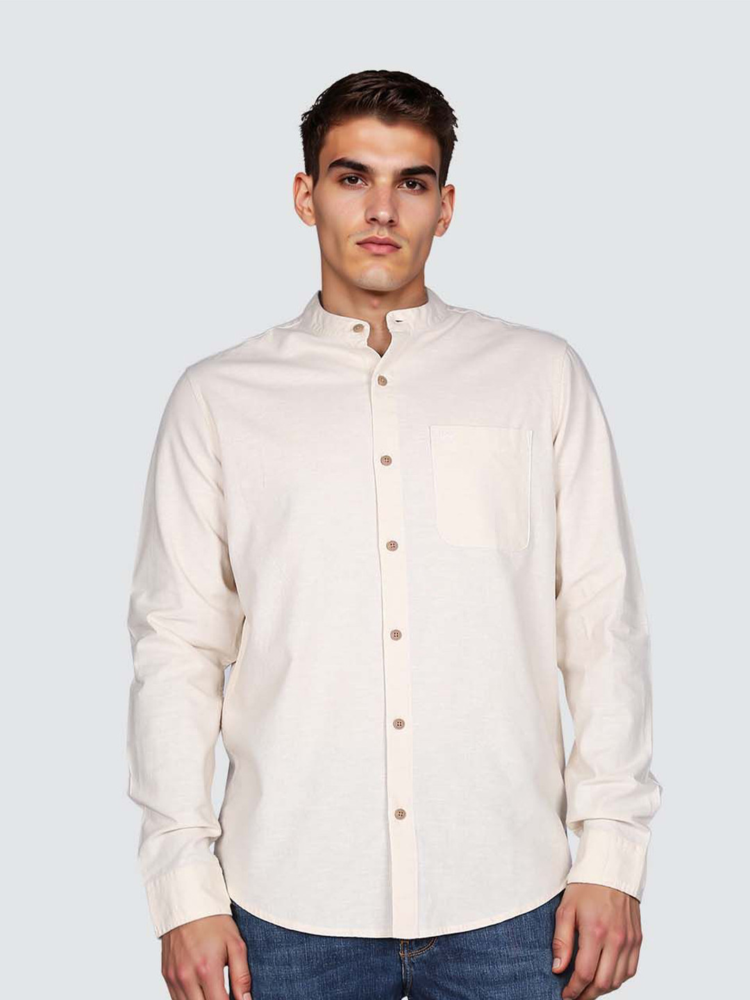 Lee Band Collar Long Sleeves Casual Shirt