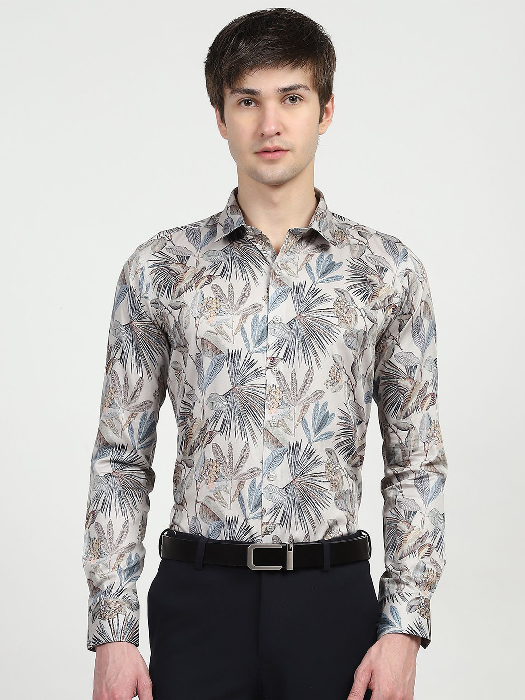 Global Republic Floral Printed Roll-Up Sleeves Cotton Casual Shirt