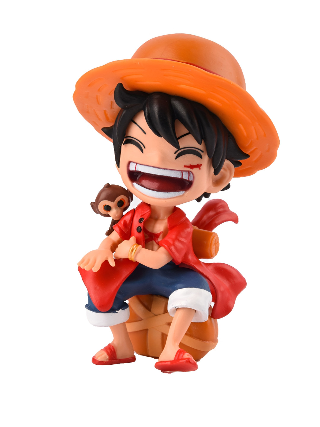 COMICSENSE Luffy Kid Strawhat Orange Plastic Matte Living Room Medium Showpiece - 5.1 Inches