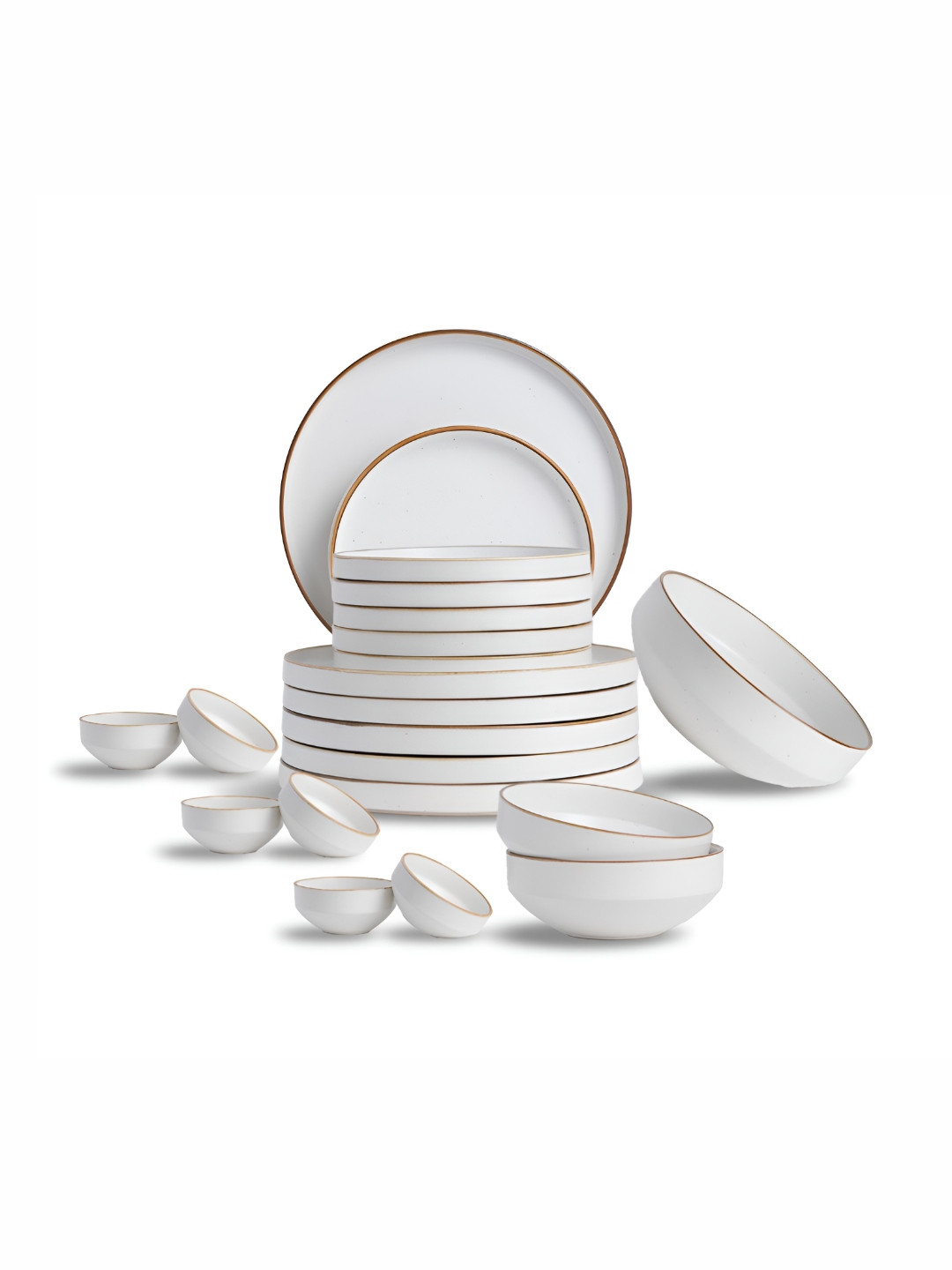 SHAY Japandi Collection Off White Solid Ceramic Easy to Clean 21 Piece Dinner Set