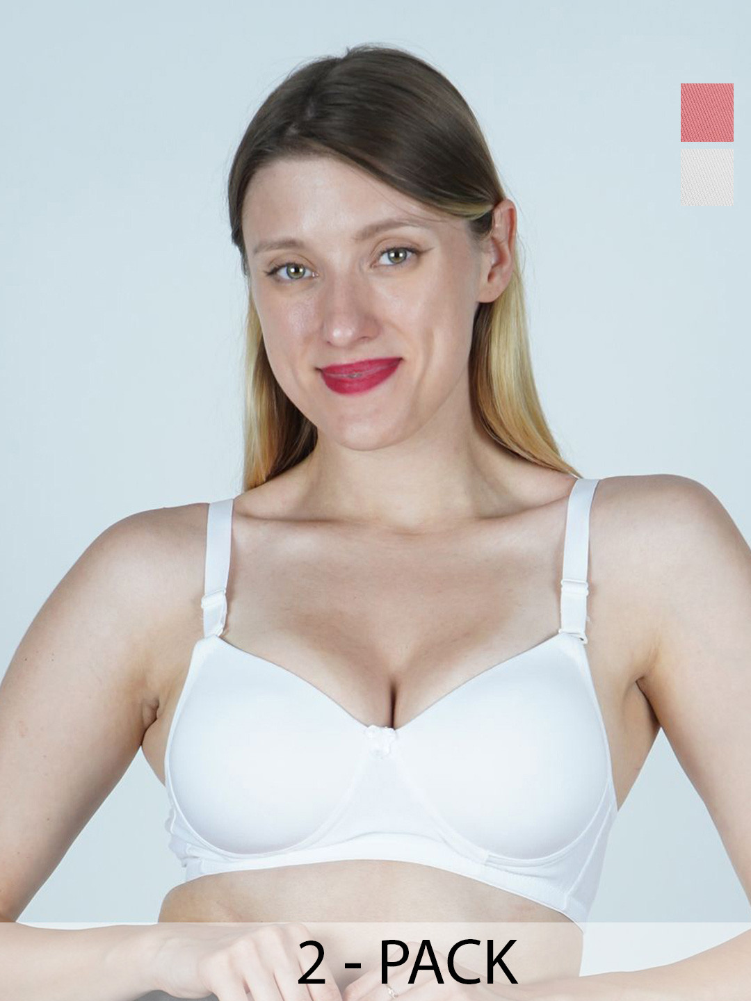 SHYAM SONS FLAIR Plainmould Pack Of 2 Full Coverage Lightly Padded T-shirt Bra
