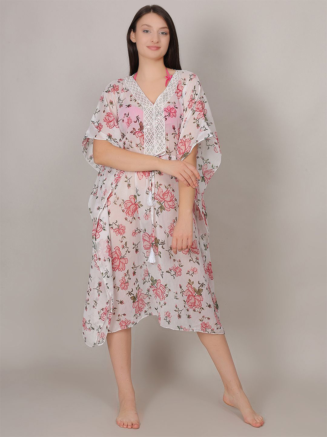 mod & shy Printed V-Neck Kaftan Swimwear CoverupTop