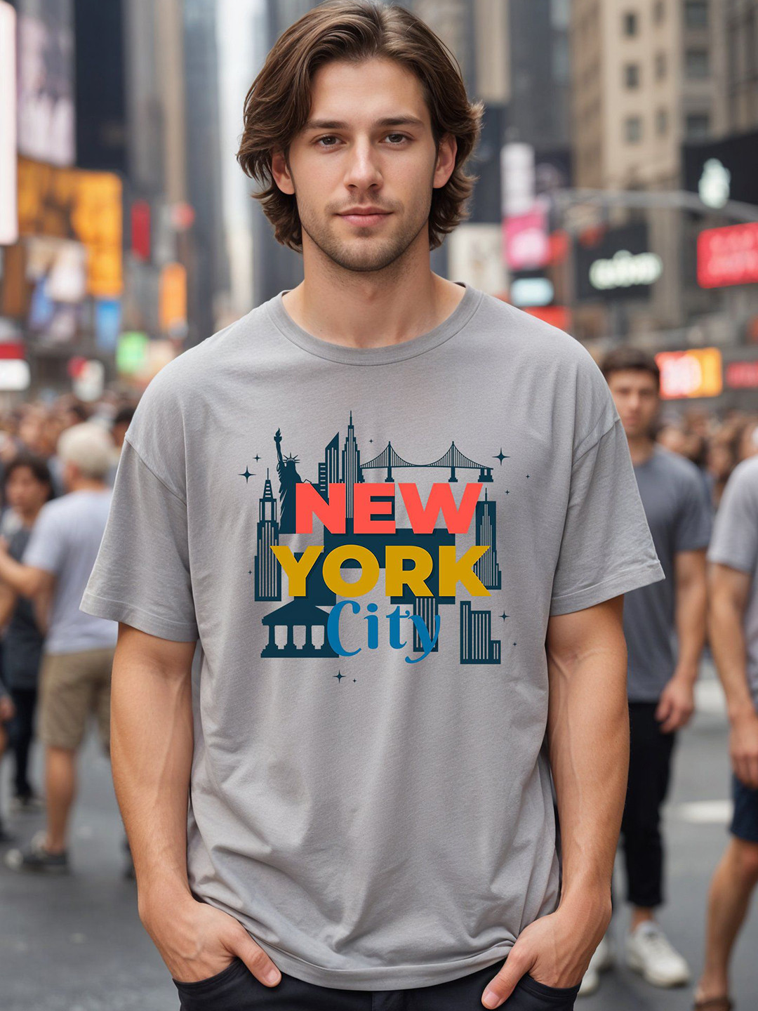 SMARTEES People and Places Round Neck Raglan Sleeves Cotton Oversized Fit T-shirt