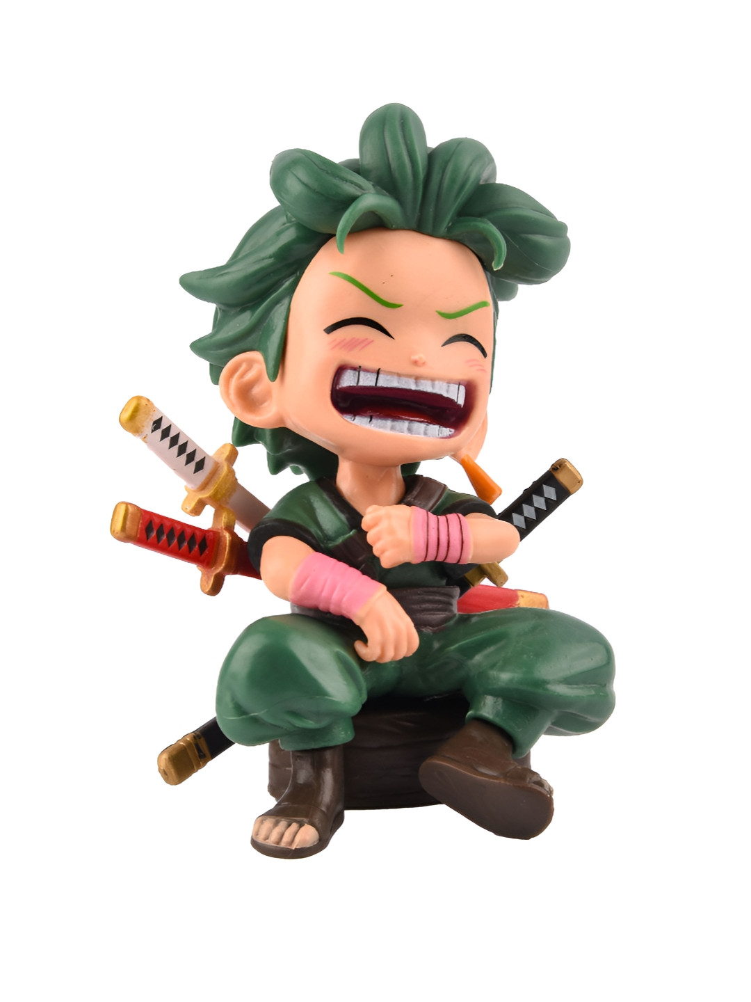COMICSENSE Kid Swordsman Zoro Green Plastic Matte Prayer Room Medium Showpiece - 5.1 Inches