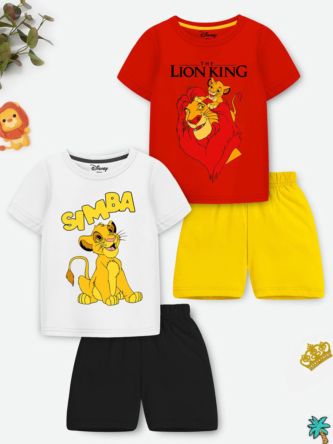 YK Disney Boys Pack of 2 The lion King & Simba Printed T-shirt With Shorts