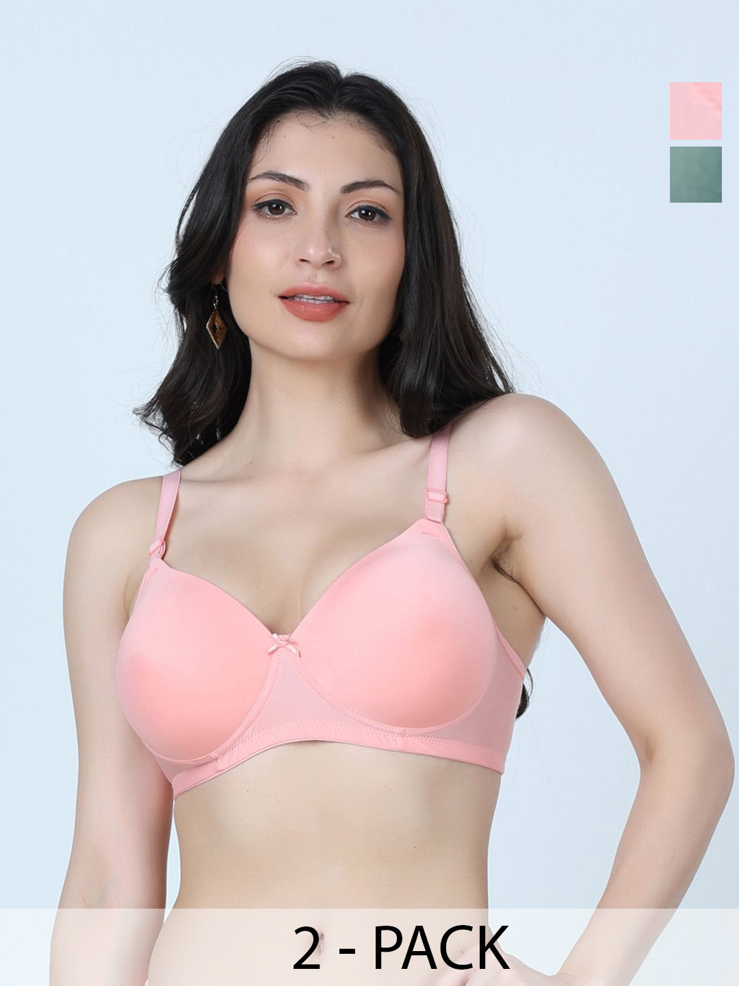 SHYAM SONS FLAIR Plainmould Pack Of 2 Full Coverage Lightly Padded Seamless T-shirt Bra