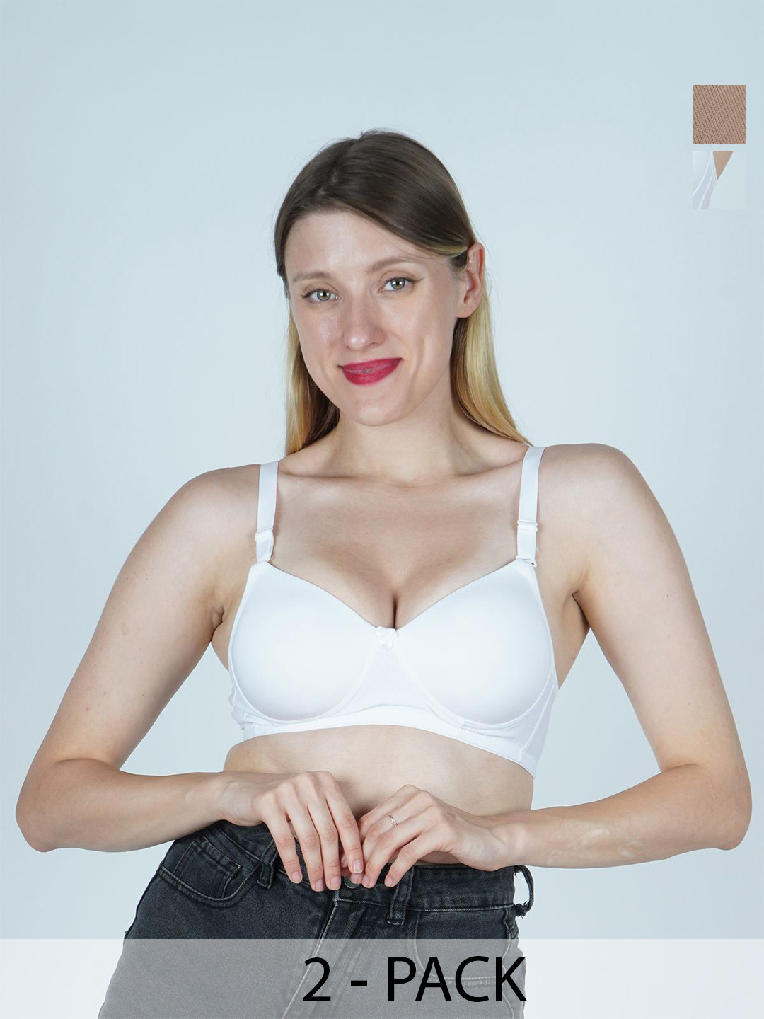 SHYAM SONS FLAIR Plainmould Women Pack of 2 Full Coverage Lightly Padded T-shirt Bra