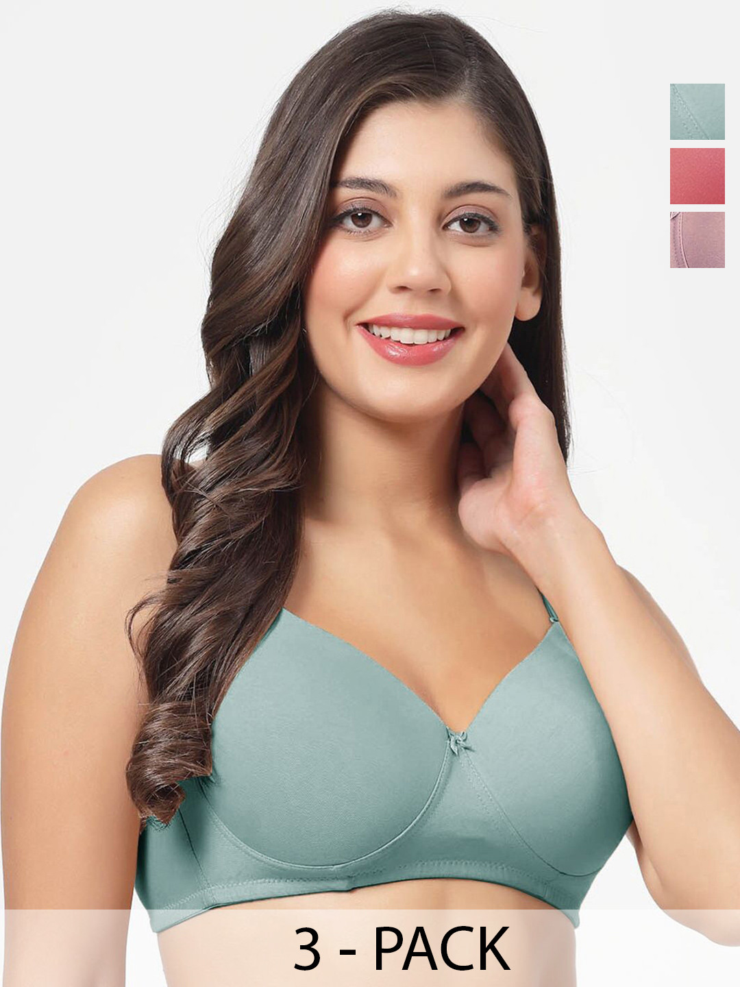 SHYAM SONS FLAIR Plainmold Pack Of 3 Full Coverage Lightly Padded T-shirt Bra