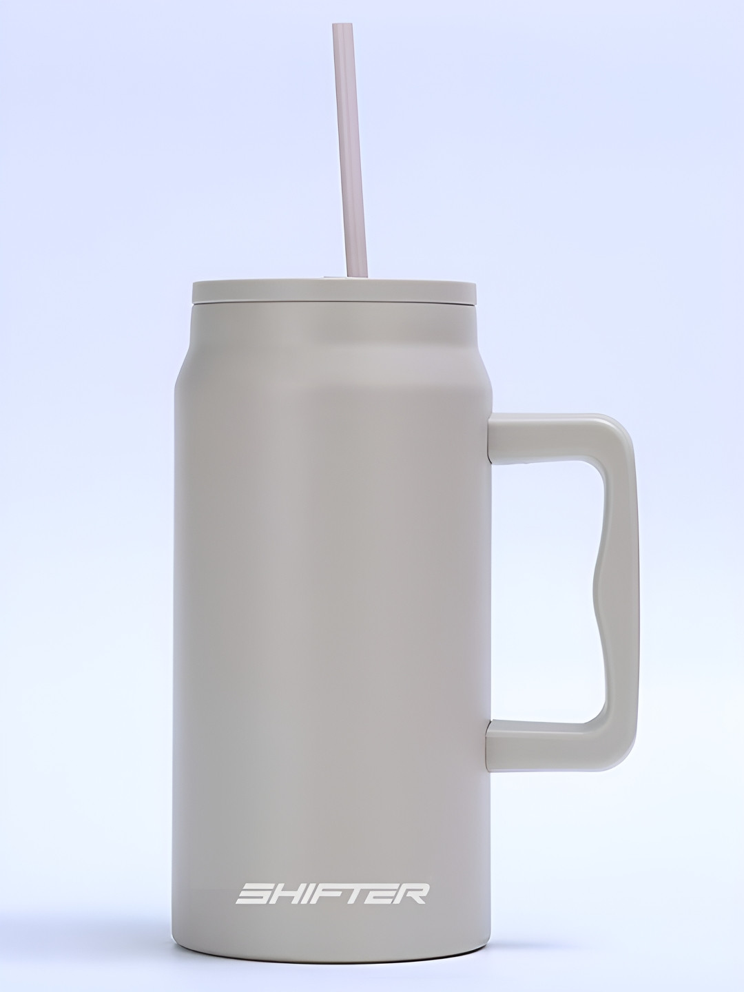 SHIFTER Beige Stainless-Steel Hydration Mug Tumbler With Handle Straw & Lid-1500 mL