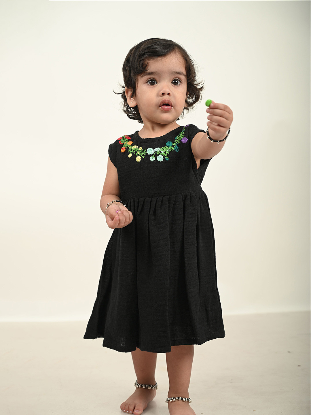 Koala Kidz Girls Floral Embroidered Fit & Flare Dress