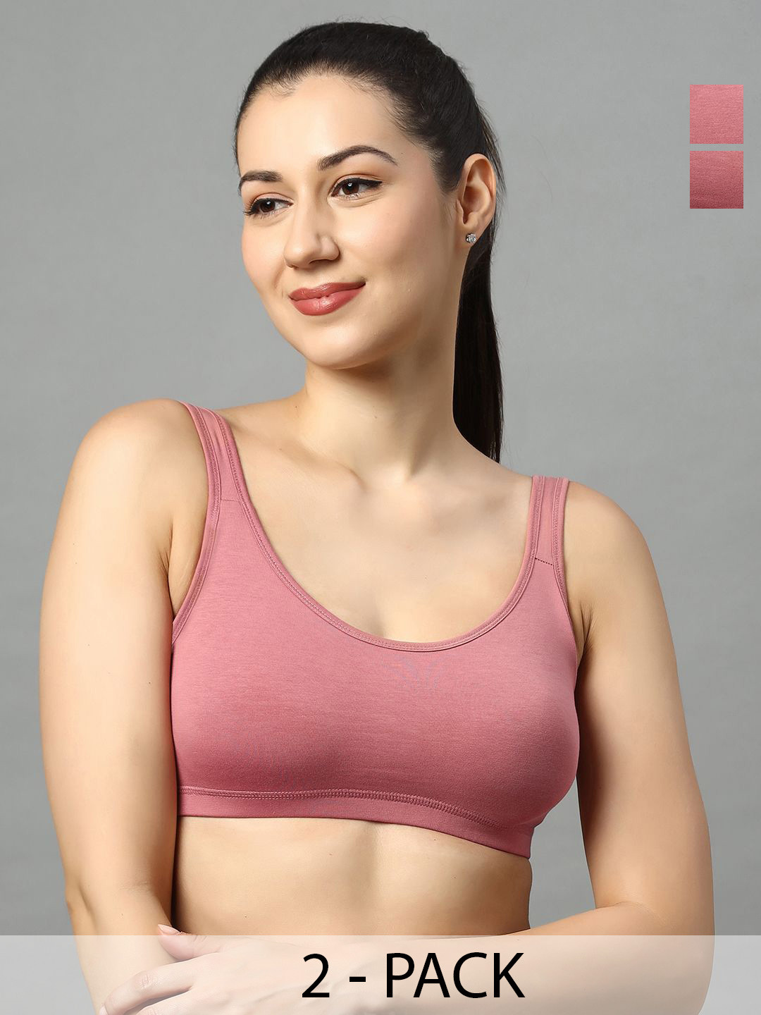Luxora Women Pack of 2 Wirefree Support Full Coverage Sport Everyday Cotton Bra