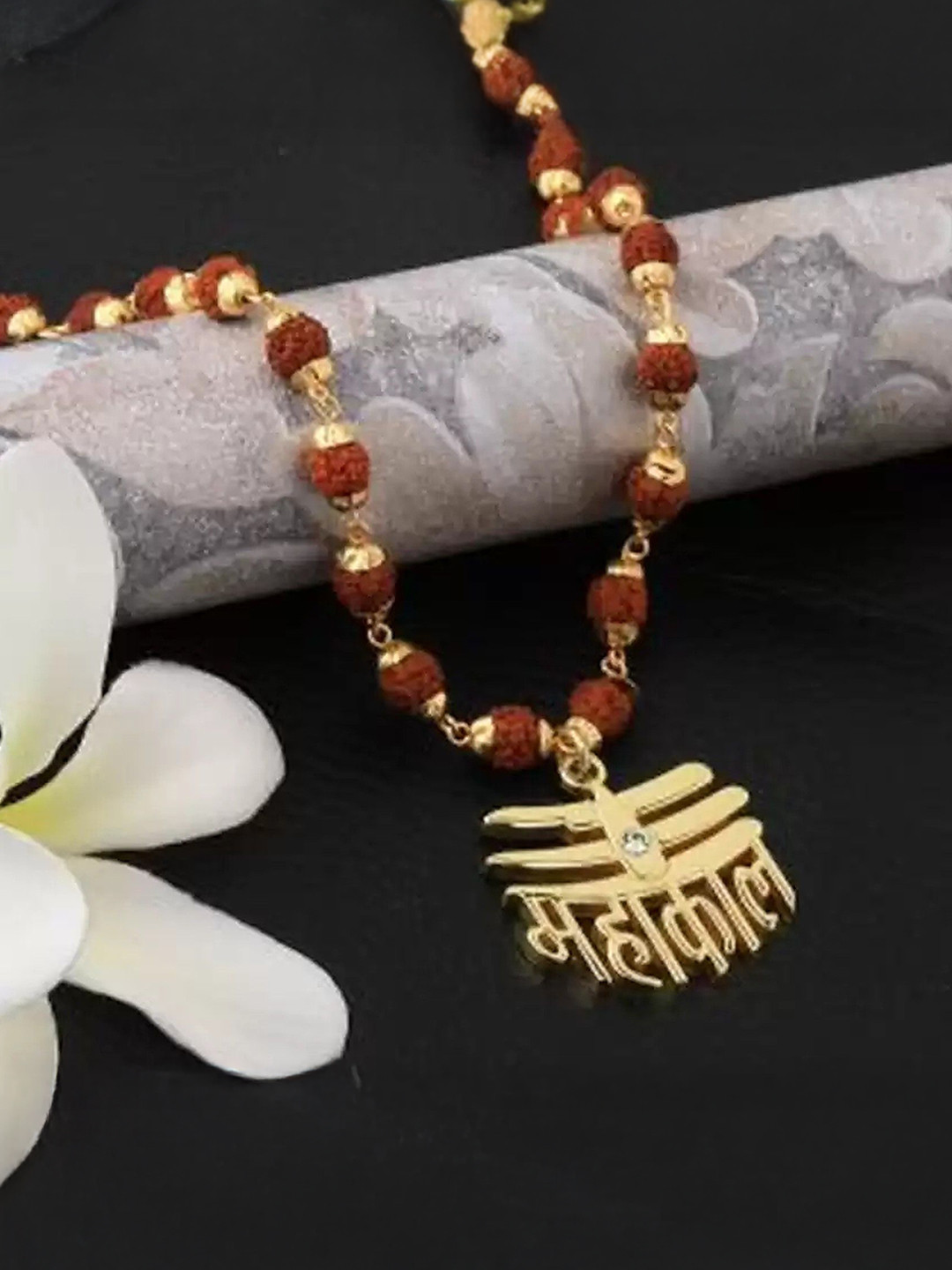 Heer Collection Gold-Plated Rudraksha Mahakal Chain