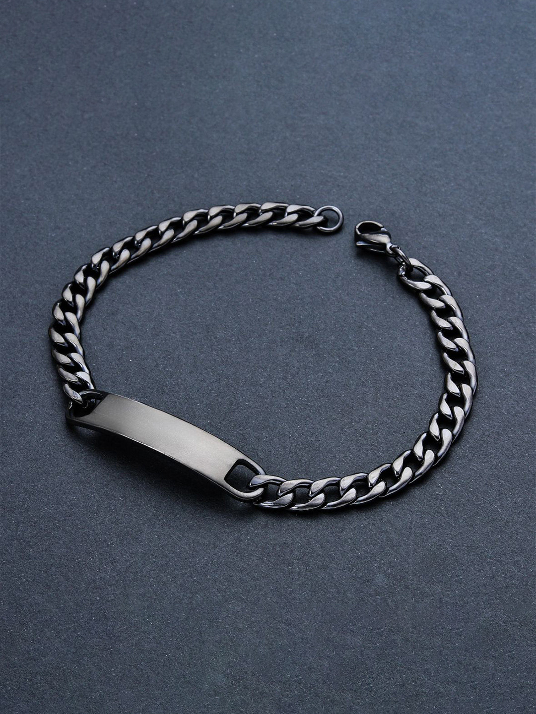 Nitant Men Black Plate Wraparound Bracelet