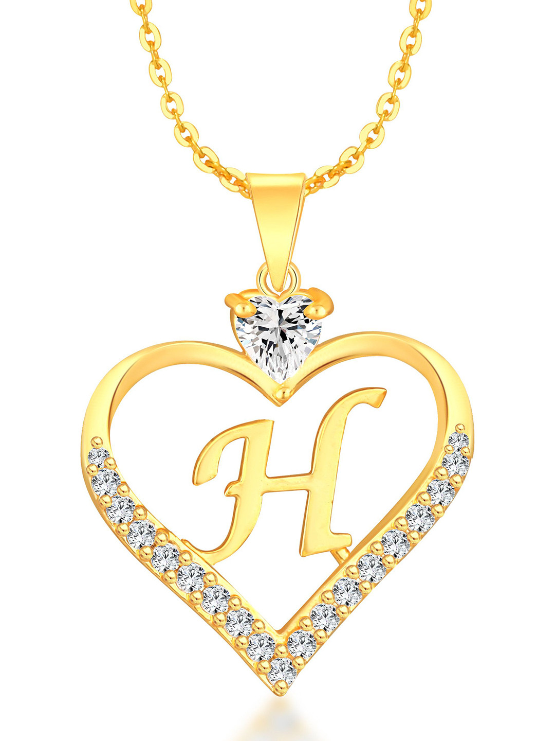 Heer Collection Heart Shaped H-Alphabet Pendants with Chains
