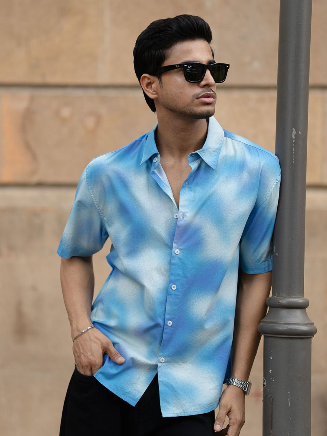 Powerlook Dyed Short Sleeves Pure Cotton Oversized Shirt