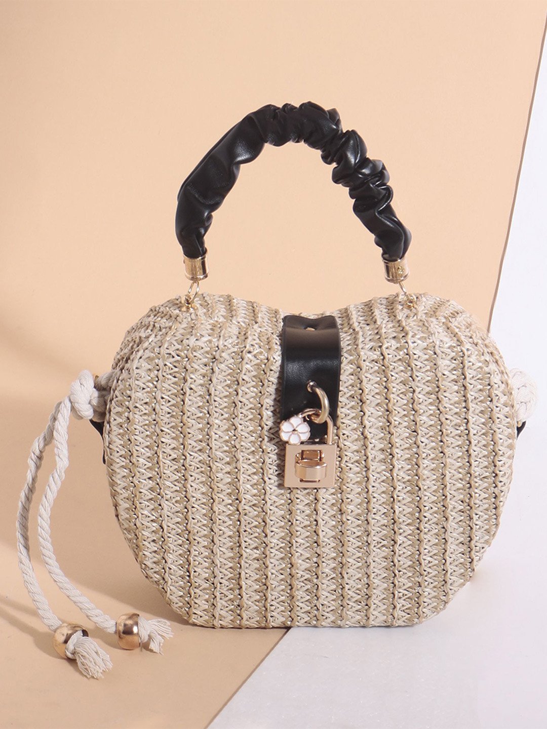 TREASO CLOSET RORY Textured Structured Jute Sling Bag
