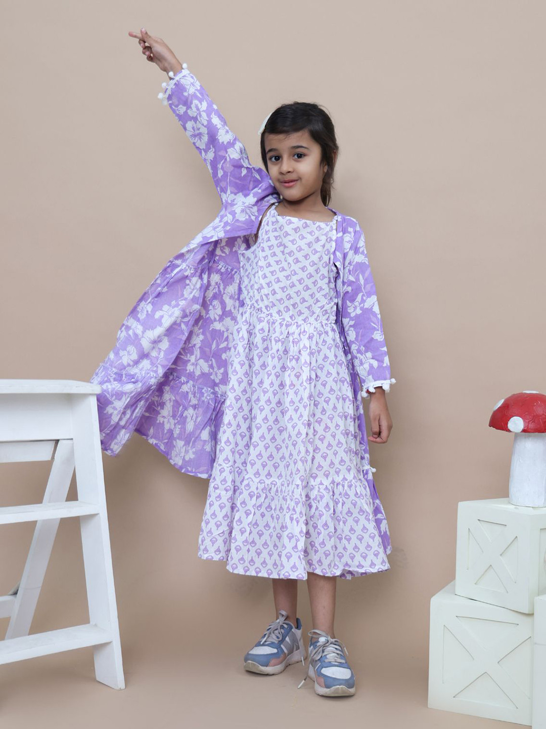 OKARA Girls Floral Print Dress