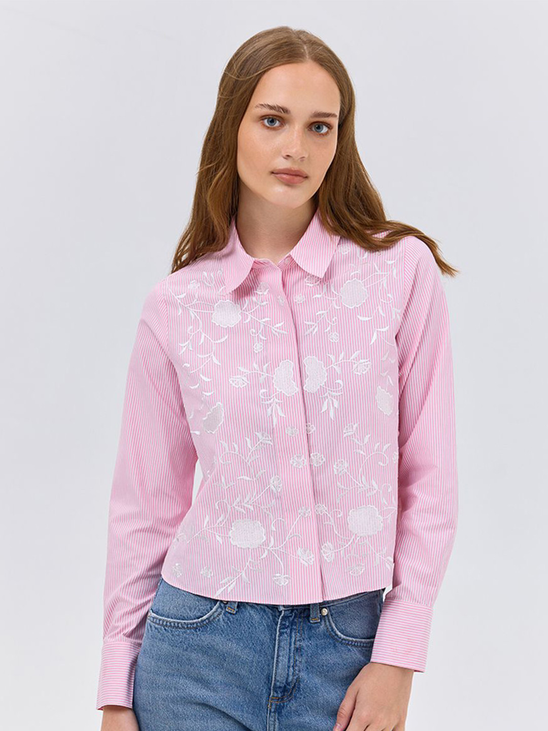 COVER STORY Women Vertical Stripes Striped Casual Regular Fit Shirt