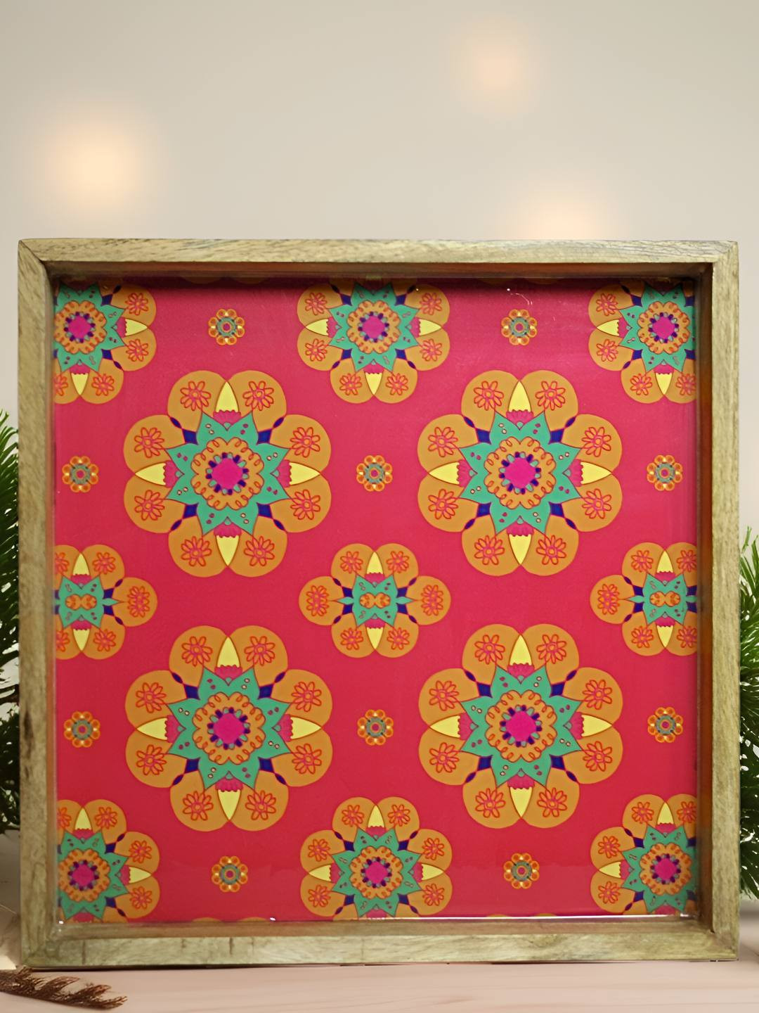 Ekaura Gulkari Printed Wood Serving Tray