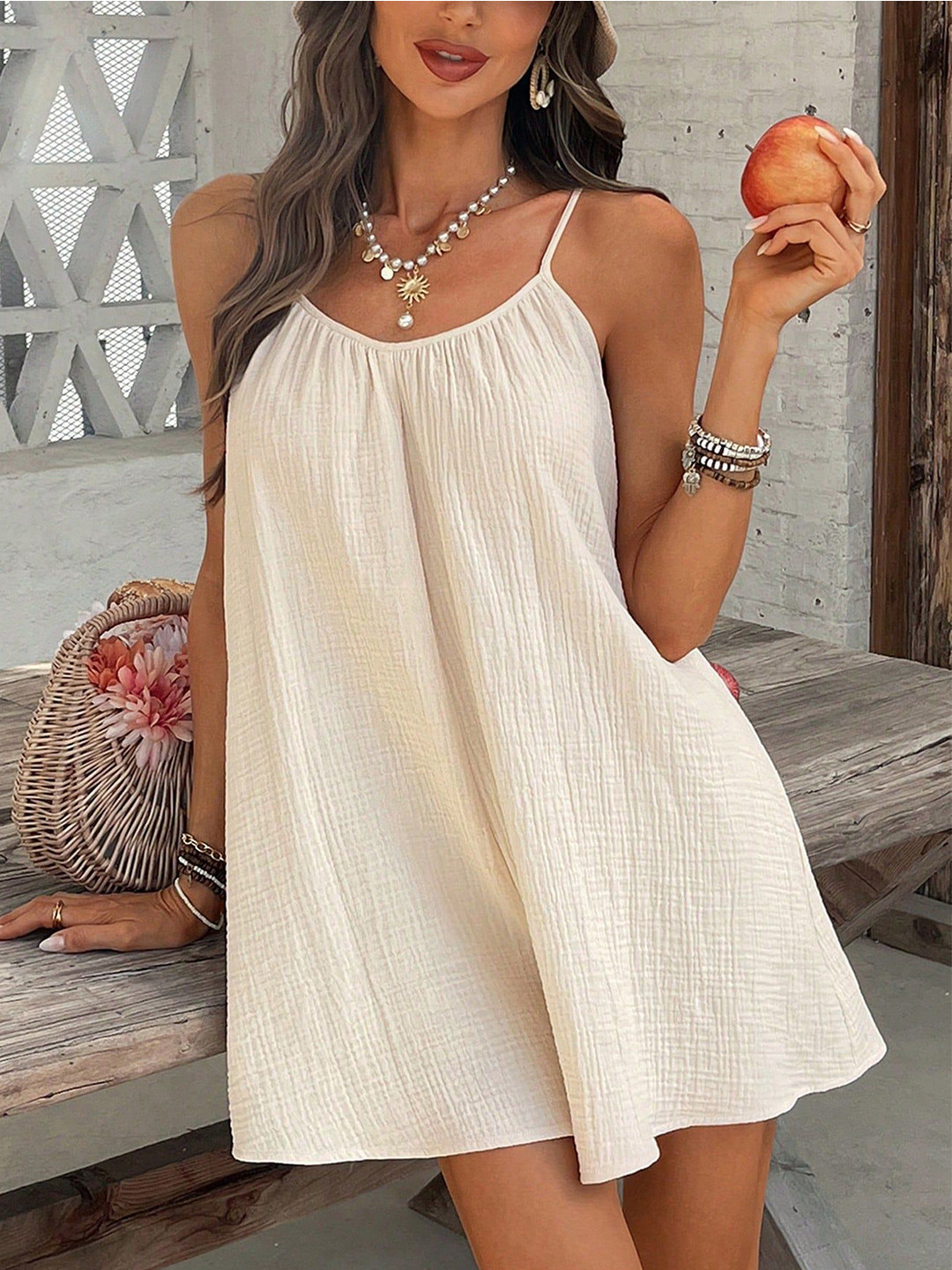 Outzidr Women Strappy Flowy Mini Dress