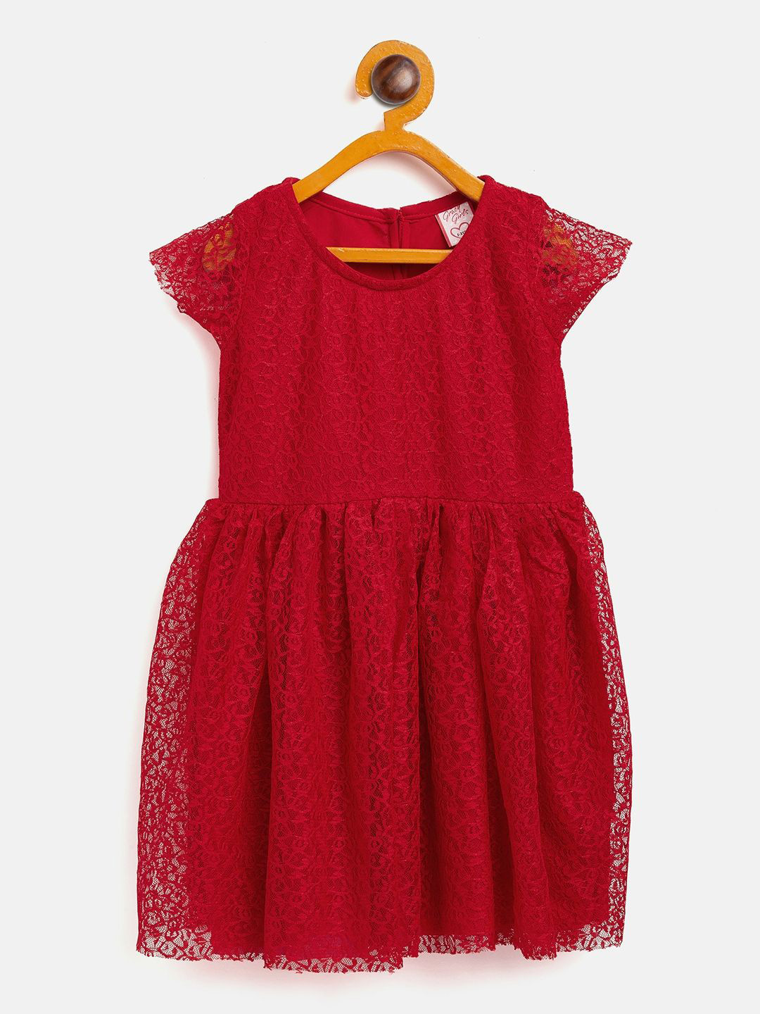 Camey Girls Gathered or Pleated Gathered or Pleated Round Neck A-Line Dress