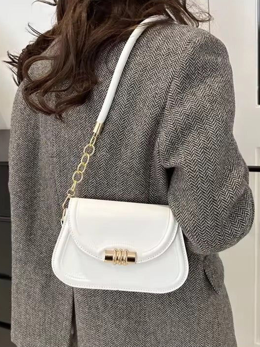 THEPANDASTOREE Women Minimal Luxe Sling Bag with Gold Detail
