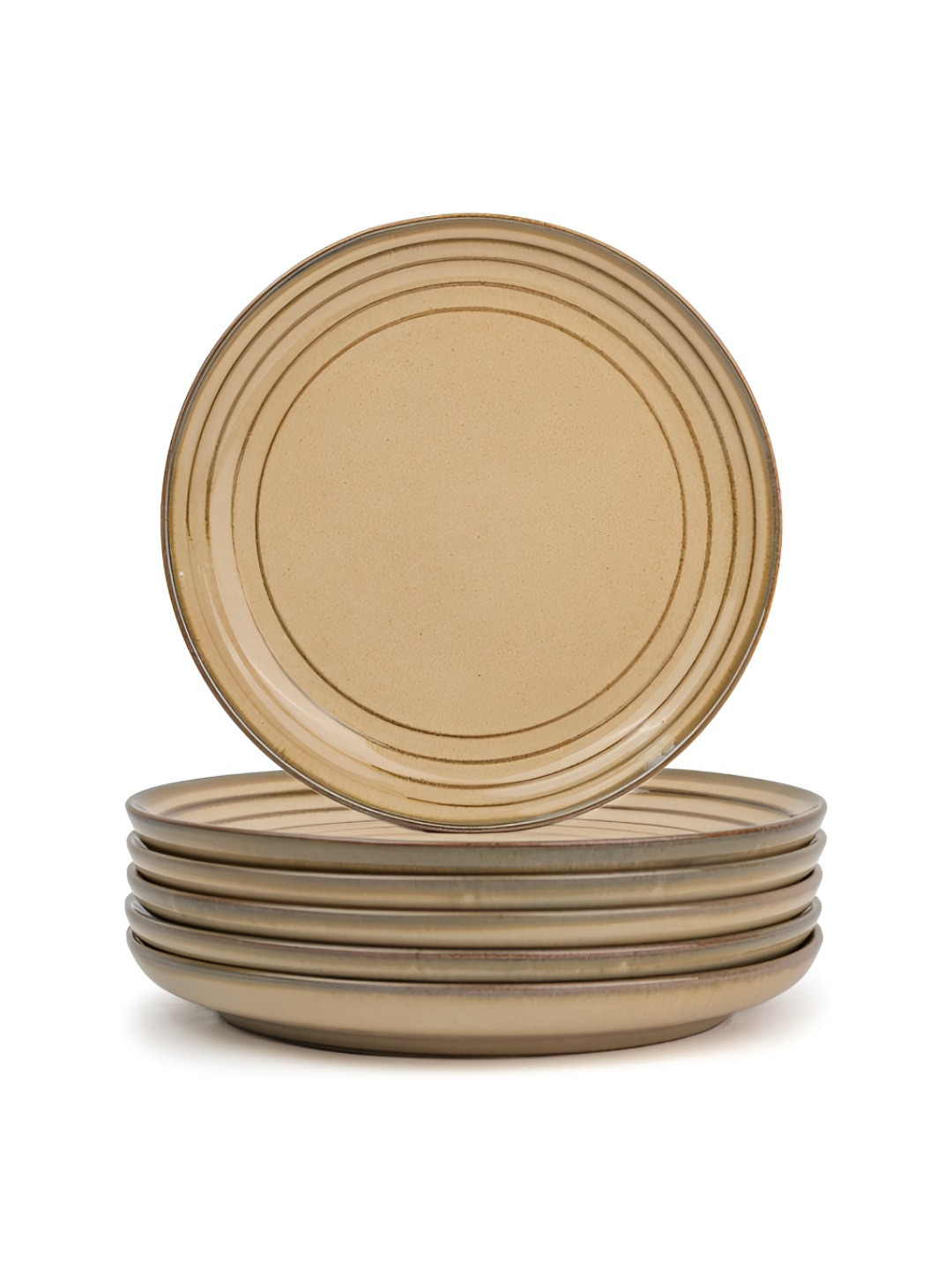SHAY Beige 2025 6 Pieces Ceramic Easy to Clean Quarter Plates