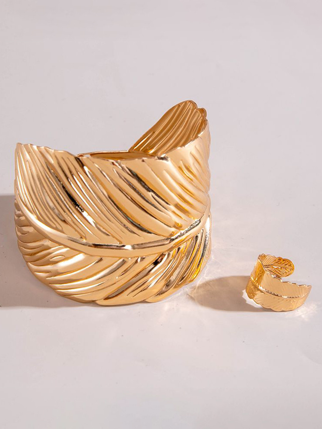 Shining Diva Fashion Gold Plated Ring Bracelet Set