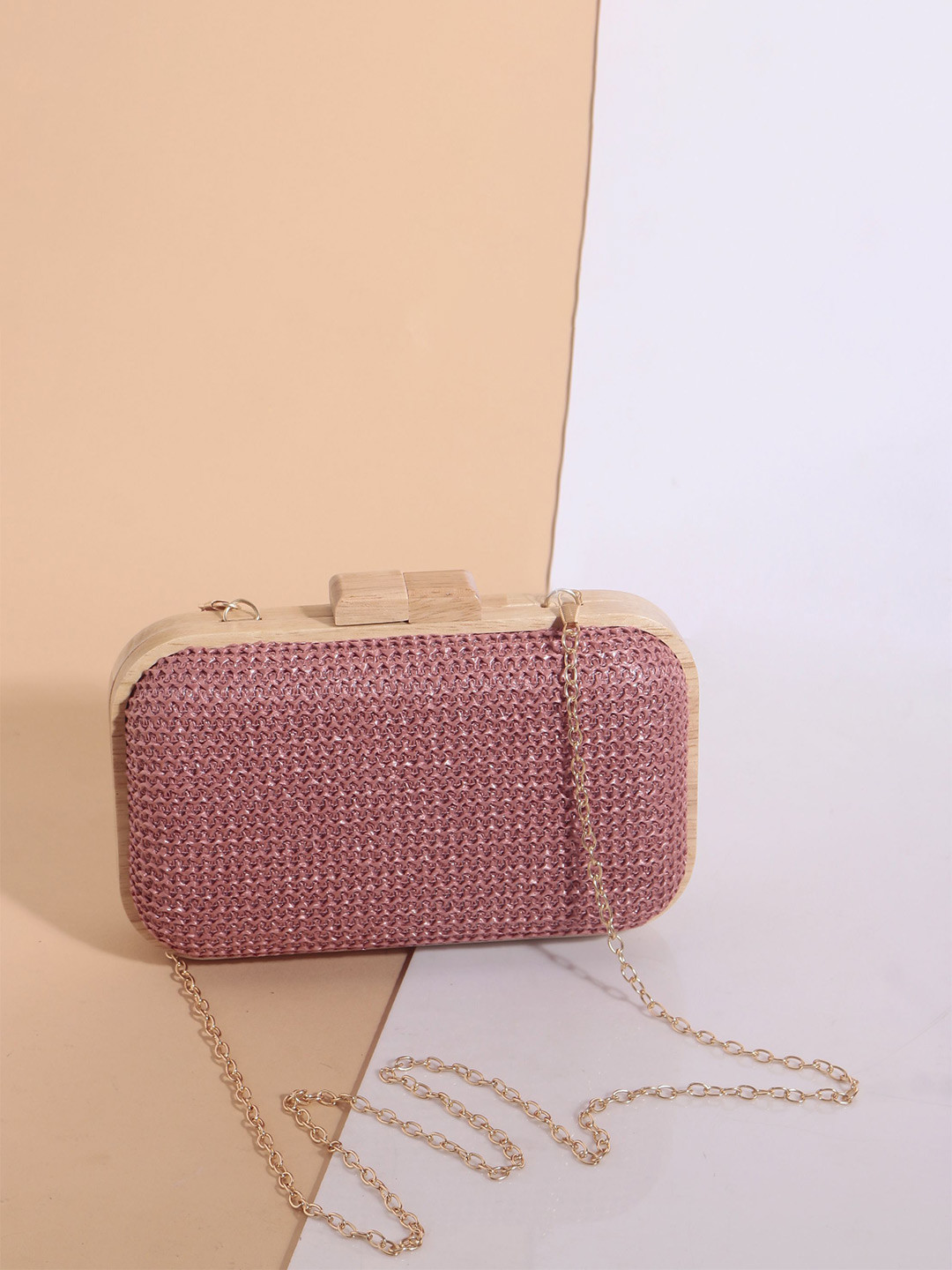 TREASO CLOSET Sage Textured Box Clutch