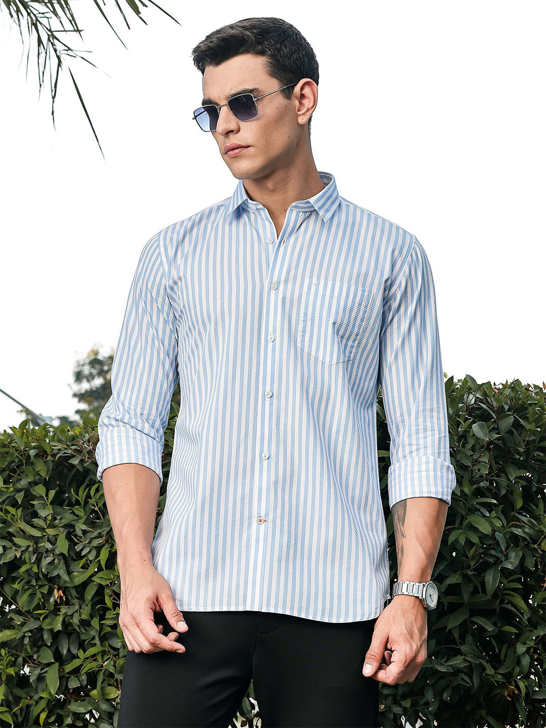 INVICTUS Men's Striped Casual Slim Fit Shirt