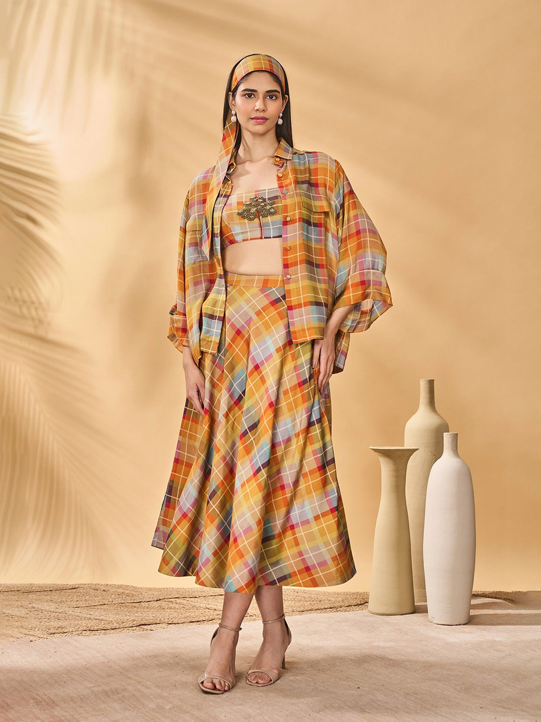 Masaba Sundowner Checkered Skirt