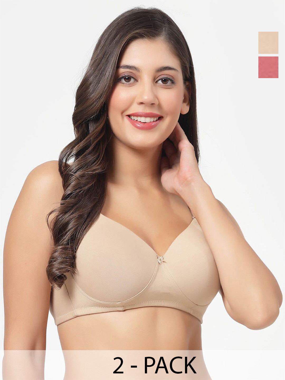 SHYAM SONS FLAIR Plain Mould Women Pack of 2 Full Coverage Lightly Padded T-shirt Bra
