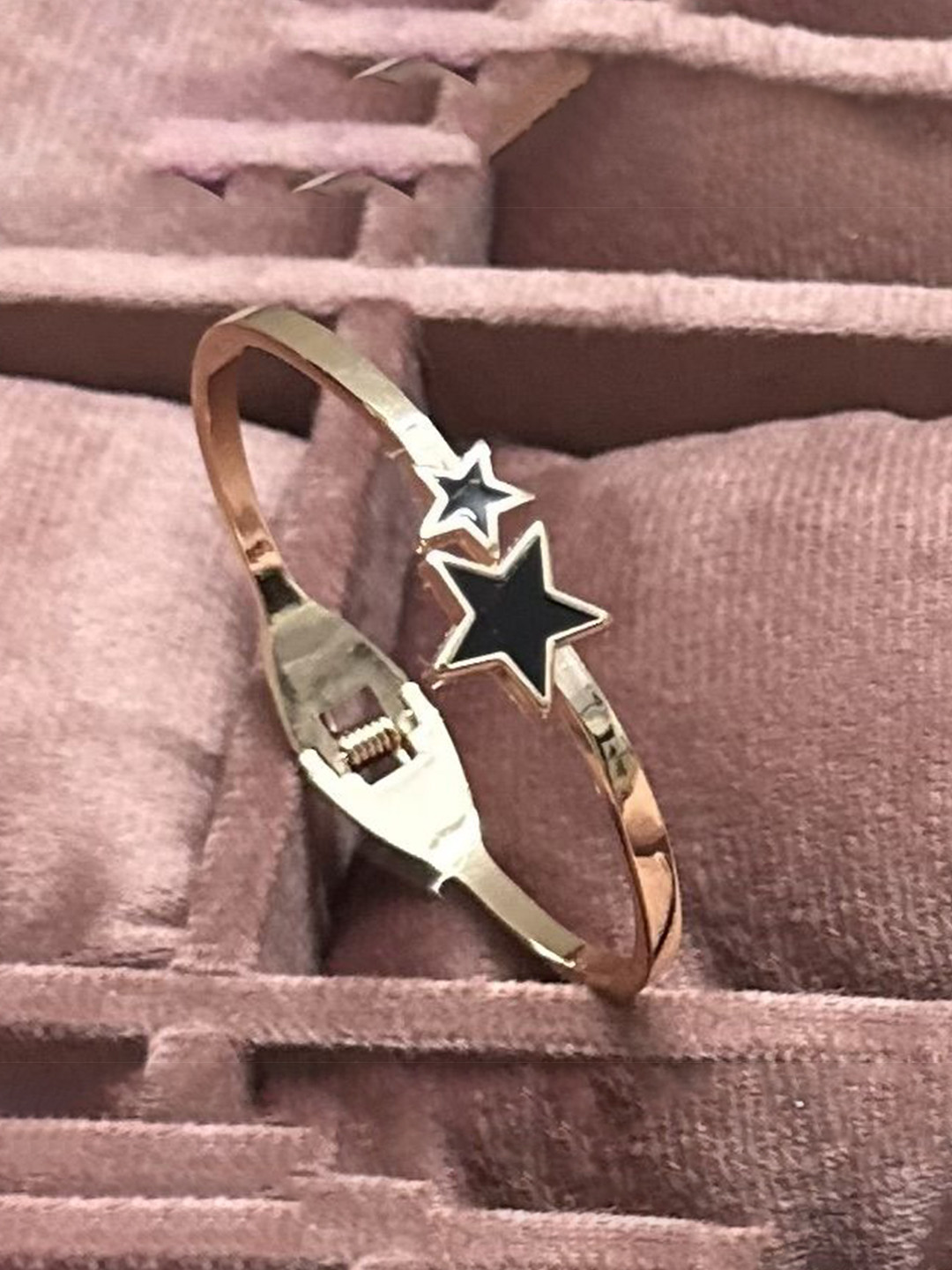 Nitant Rose Gold-Plated Artificial Stones Studded Cuff Bracelet
