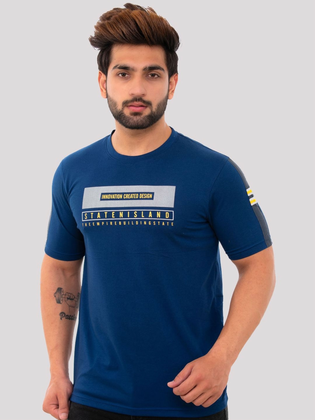 Bishop Cotton Men Printed  Round Neck T-shirt