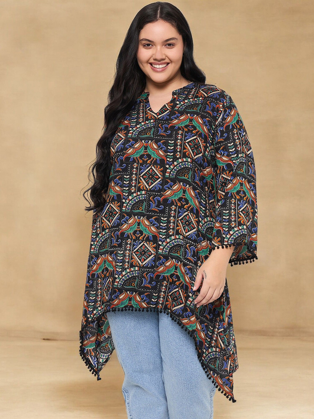 Azira Women Plus Size Abstract Printed Kurta