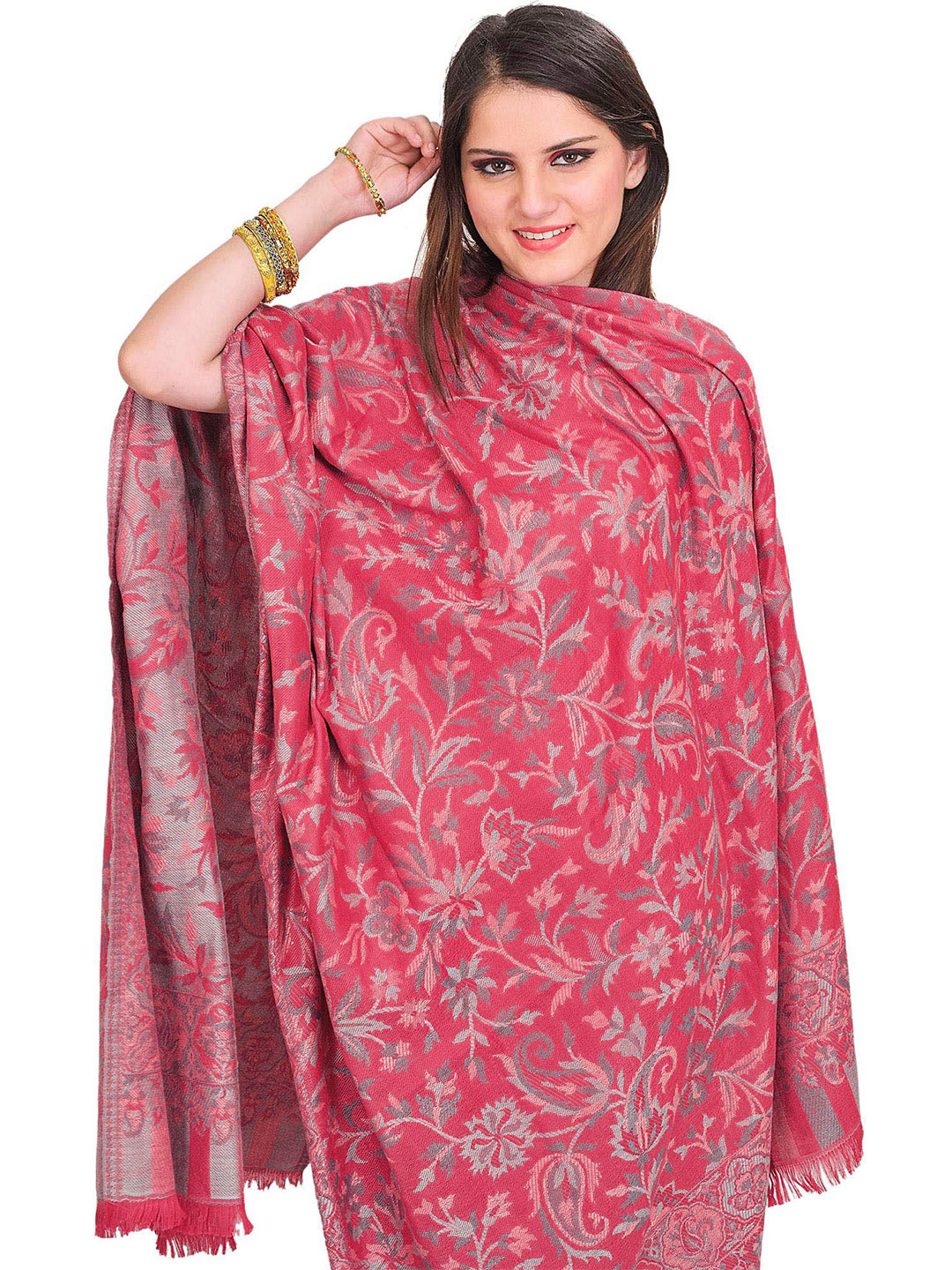 Exotic India Women Ethnic Motifs Woven Design Shawl